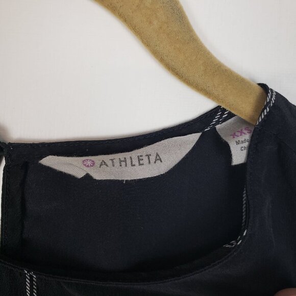 Athleta Washable Silk Side Slit CYA Tank Top Black Grid Longline 866963 Size XXS - Picture 4 of 7